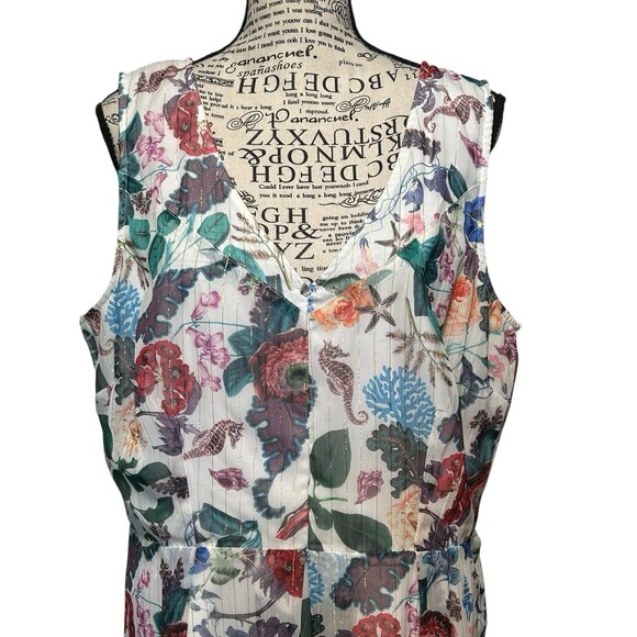 Vintage Yumi Maxi Dress Floral w/Metallic Piping Gown sizes 12 Romantic Fairy - Picture 5 of 11